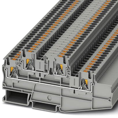 Phoenix Contact Multi-Level Terminal Block; PT 4-L/L; 16A; 600V; 3-Level; #24 - #10; Push-In Connection; Gray
